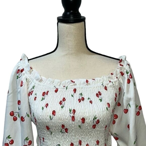 FTF Off the Shoulder Cherry🍒 Print Top - Picture 6 of 10